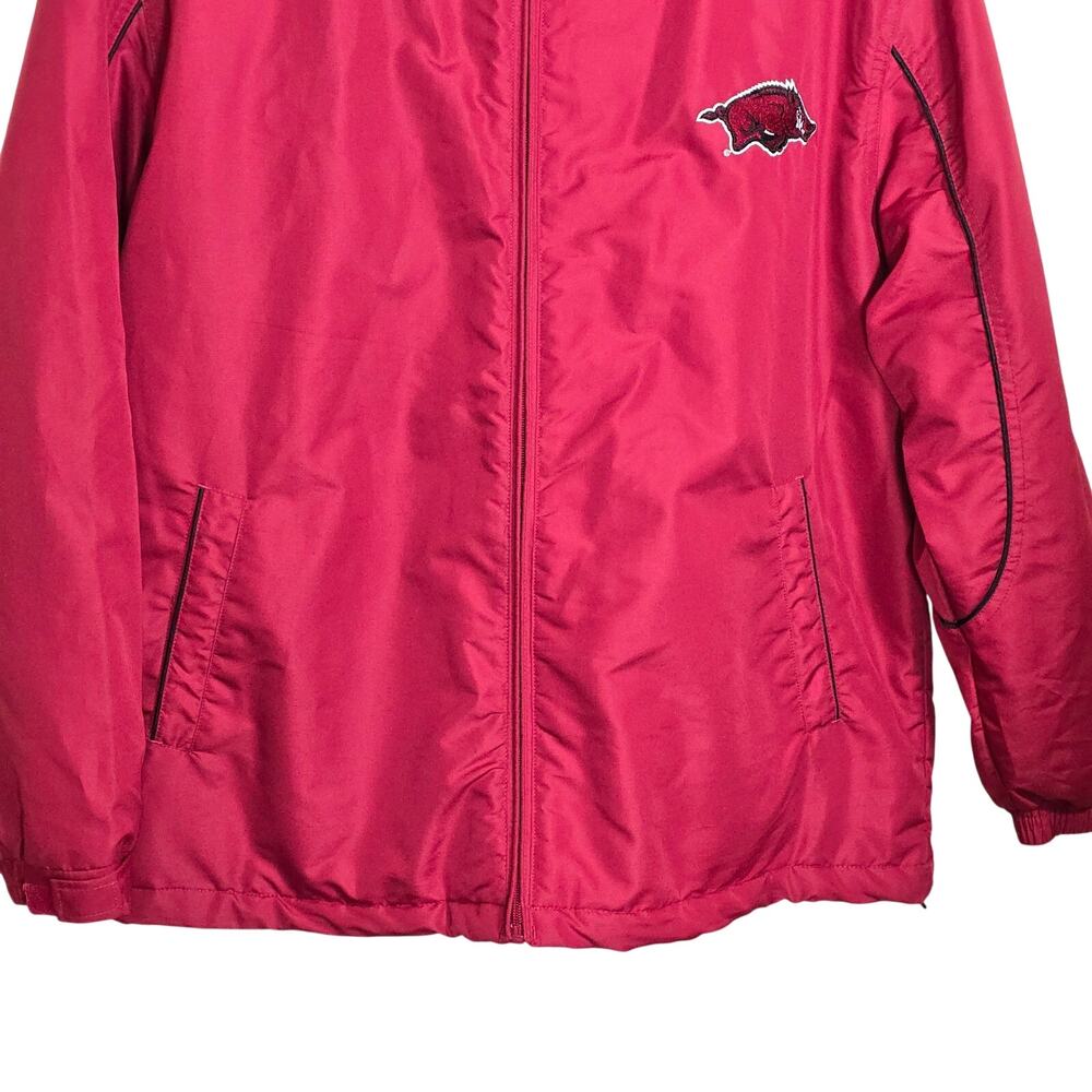 Vintage Arkansas Razorback Full Zip Puffer Jacket NCAA Crable Flannel Lined Med - Picture 2 of 9